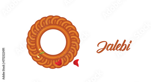 Traditional Indian sweet jalebi snack with festive design and texture