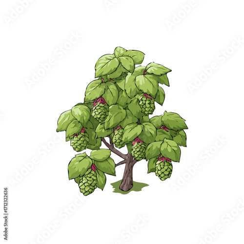 Mulberry Tree, 2D flat vector illustration in icon style, isolated on a white background