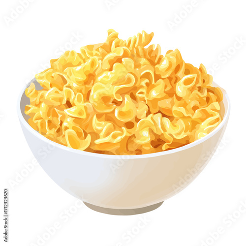 Mac And Cheese, 2D flat vector illustration in icon style, isolated on a white background