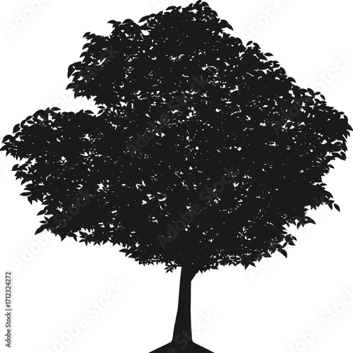 Large Tree Silhouette Illustration for Nature, Landscape, and Forest Design