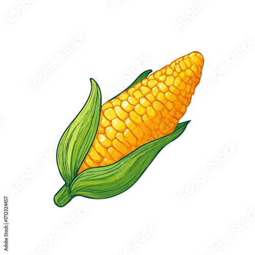 2D flat vector graphic of a Sweet Corn in icon style, isolated on white background