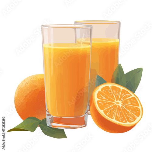2D flat vector graphic of a Orange Juice in icon style, isolated on white background