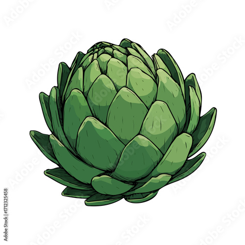 Flat 2D Artichoke Agave vector illustration, icon graphic on white background
