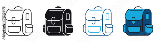 School bag icon set, Backpack icon . Vector illustration .