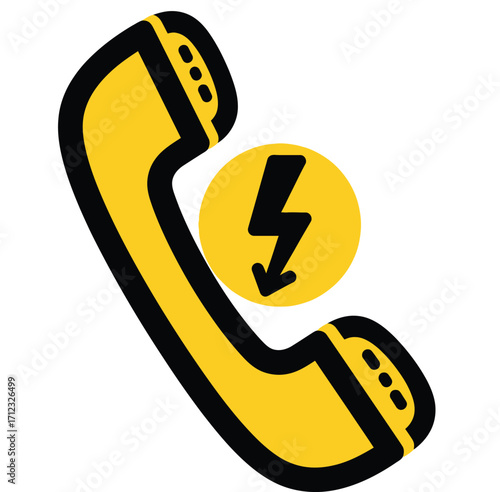 Yellow handset with electrical hazard symbol