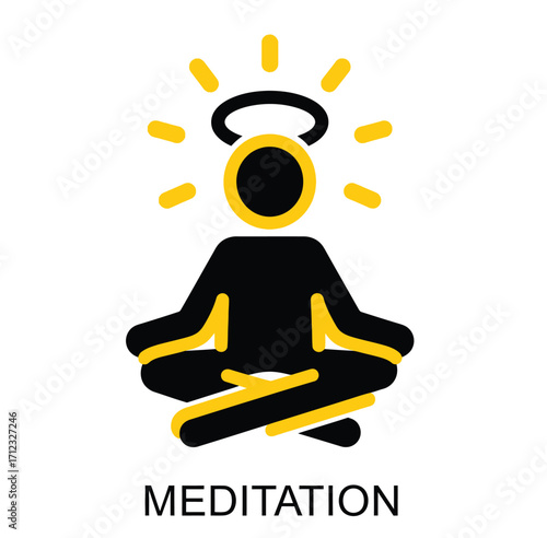 Person meditating with a halo and glowing aura
