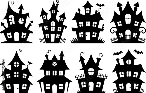 Wallpaper Mural Haunted House Silhouette Vector Set – Spooky Halloween Vector Bundle Torontodigital.ca