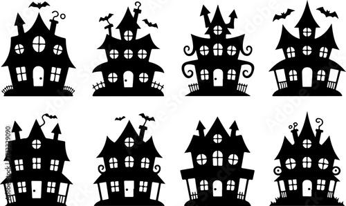 Wallpaper Mural Haunted House Silhouette Vector Set – Spooky Halloween Vector Bundle Torontodigital.ca
