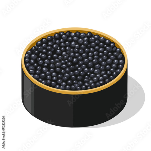 Caviar, 2D flat vector illustration in icon style, isolated on a white background