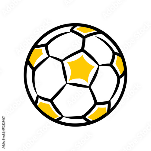 Stylized soccer football ball icon with yellow accents