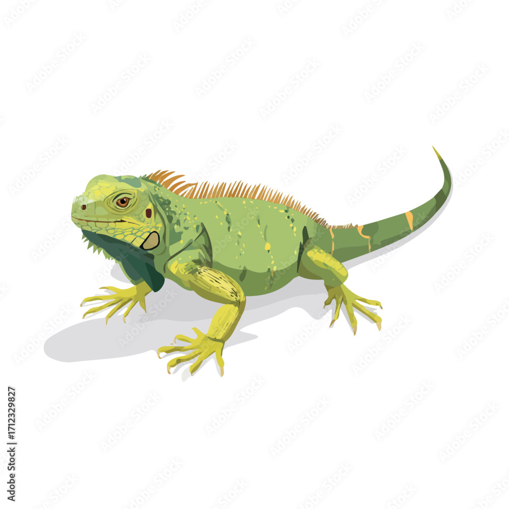 Obraz premium Iguana, 2D flat vector illustration in icon style, isolated on a white background