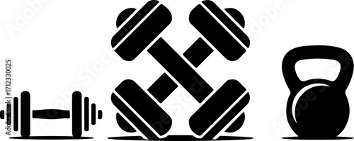 Dumbbell and Kettlebell Vector Set – Gym Fitness Silhouette Clipart
