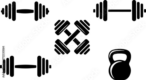 Dumbbell and Kettlebell Vector Set – Gym Fitness Silhouette Clipart