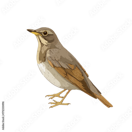 Flat 2D Thrush vector illustration, icon graphic on white background