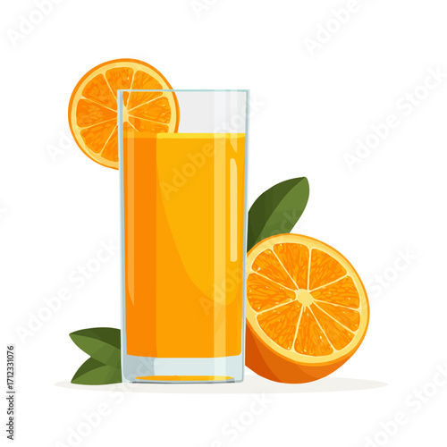 2D flat vector graphic of a Orange Juice in icon style, isolated on white background