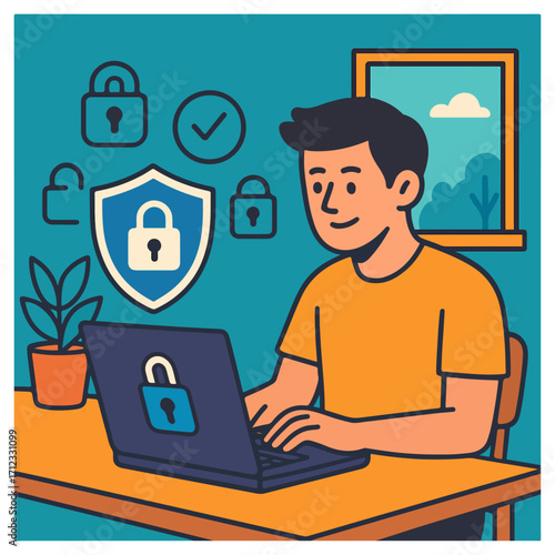 Cybersecurity on Laptop — Data Protection & Privacy