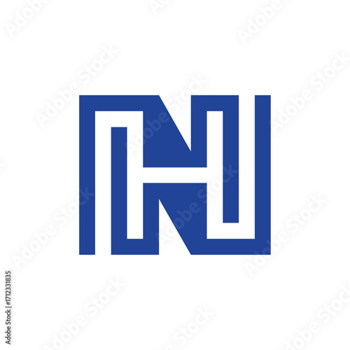 Modern Blue Geometric Letter N Logo