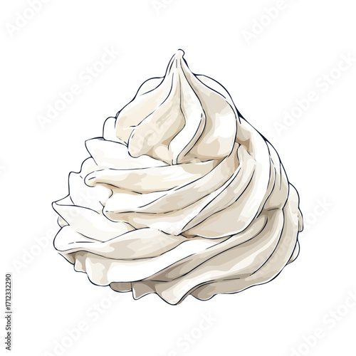 2D flat vector graphic of a Whipped Cream in icon style, isolated on white background