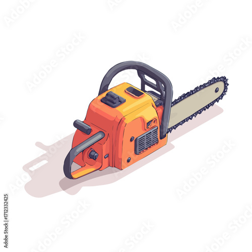 2D flat vector graphic of a Chainsaw in icon style, isolated on white background