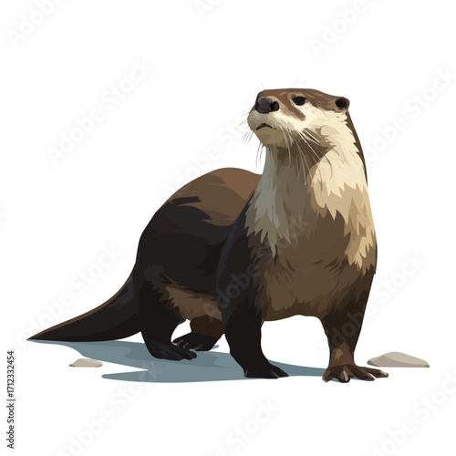 2D flat vector graphic of a Otter in icon style, isolated on white background