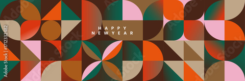 Happy new year abstract geometric festive banner