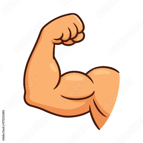 Cartoon vector art of a strong man's muscular arm flexing with a clenched fist