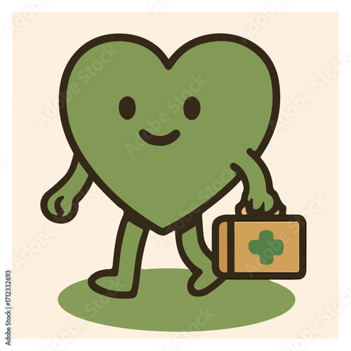 Heart Mascot with First-Aid Case – Health & Care
