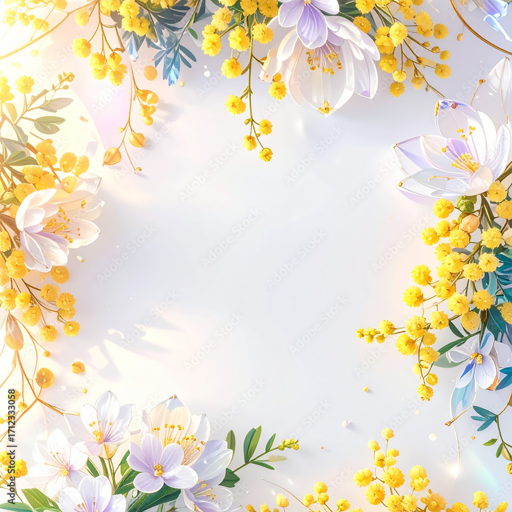 Obraz premium Soft and fluffy atmosphere, plant frame 03, generated by AI