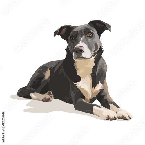 Minimal 2D flat vector of a Farm Dog, icon-style illustration on a white background