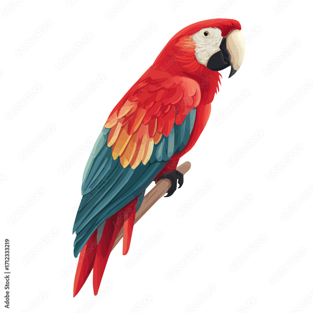 Fototapeta premium Minimal 2D flat vector of a Parrot, icon-style illustration on a white background