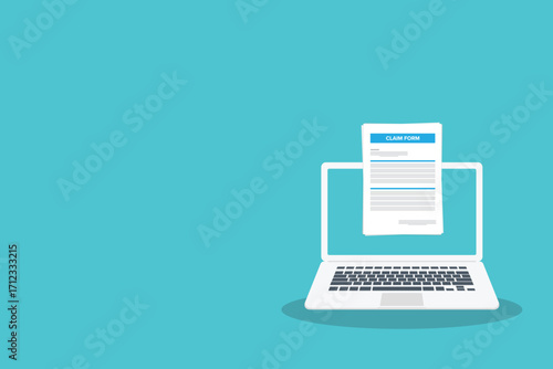 Clipboard claim form. Check list. Online claim form. Vector illustration.	