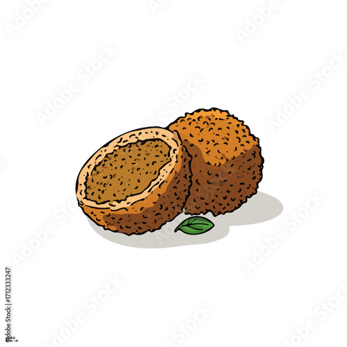 Flat 2D Falafel vector illustration, icon graphic on white background