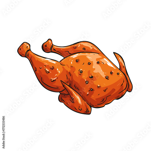 Flat 2D Tandoori Chicken vector illustration, icon graphic on white background