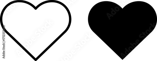 Heart icons set outline and solid on transparent background. Vector EPS 10