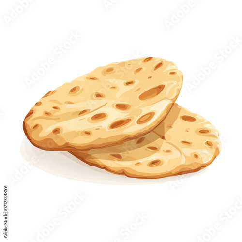 Pita Bread, 2D flat vector illustration in icon style, isolated on a white background