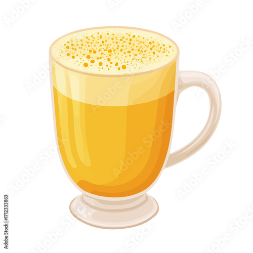 2D flat vector graphic of a Turmeric Latte in icon style, isolated on white background