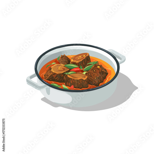 Ropa Vieja, 2D flat vector illustration in icon style, isolated on a white background
