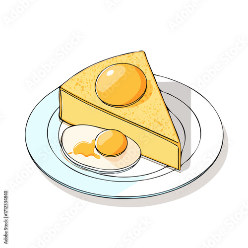 Minimal 2D flat vector of a Omelette, icon-style illustration on a white background