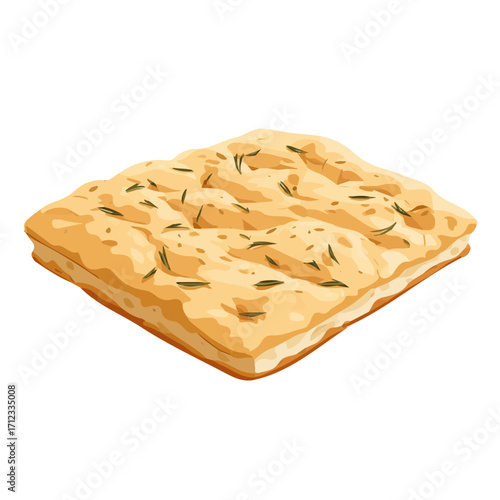 Minimal 2D flat vector of a Focaccia, icon-style illustration on a white background