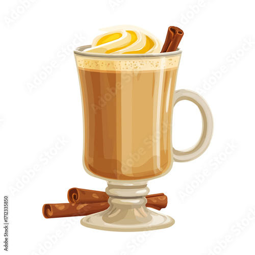 Hot Buttered Rum, 2D flat vector illustration in icon style, isolated on a white background