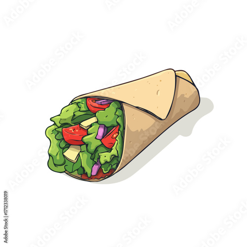 Flat 2D Caesar Wrap vector illustration, icon graphic on white background