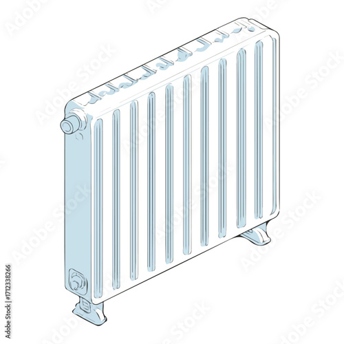 Electric Radiator, 2D flat vector illustration in icon style, isolated on a white background