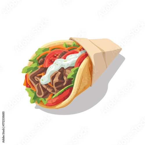 Gyro, 2D flat vector illustration in icon style, isolated on a white background