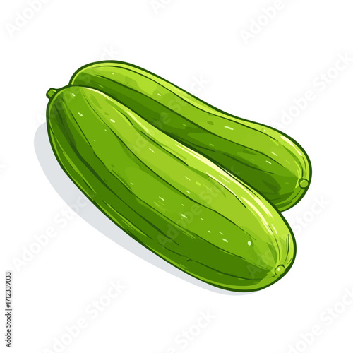 Minimal 2D flat vector of a Cucumber, icon-style illustration on a white background