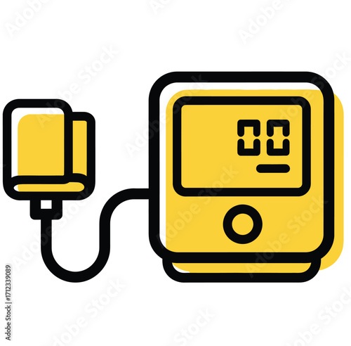 Digital blood pressure monitor icon yellow and black