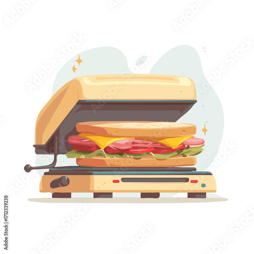 Minimal 2D flat vector of a Sandwich Maker, icon-style illustration on a white background