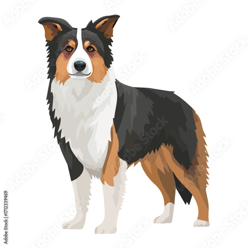 Minimal 2D flat vector of a Farm Dog, icon-style illustration on a white background