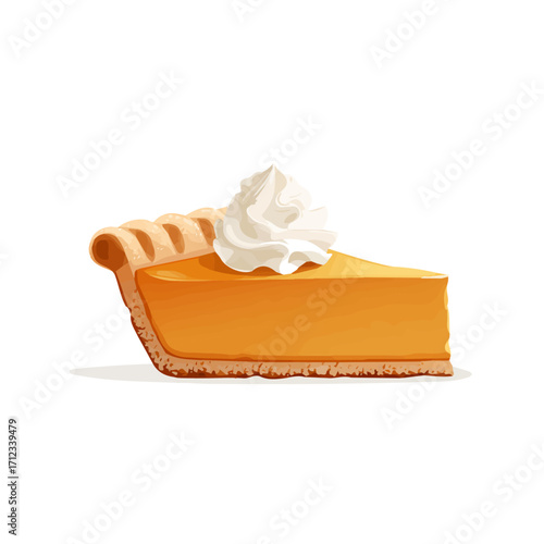 Pumpkin Pie, 2D flat vector illustration in icon style, isolated on a white background