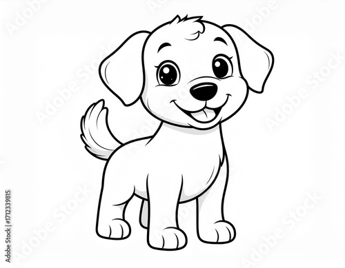 犬の塗り絵／Cute Puppy Coloring Page