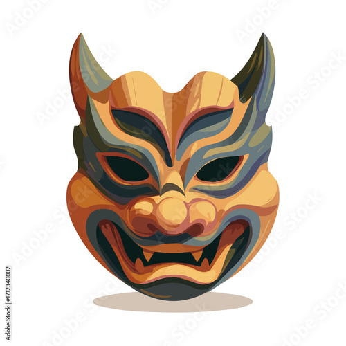 2D flat vector graphic of a Halloween Mask in icon style, isolated on white background